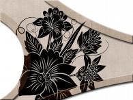 018B - Asia Blumen in schwarz auf beige