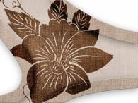 016C - Asia Blumen in braun auf beige-grau