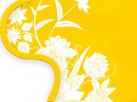 016F - Asia Blumen in weiß auf gelb